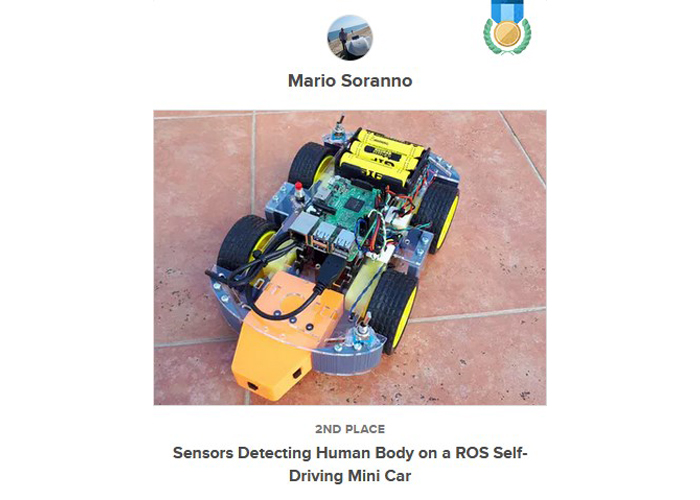 Award I won - Sensors Detecting Human Body on a ROS Self-Driving Mini Car